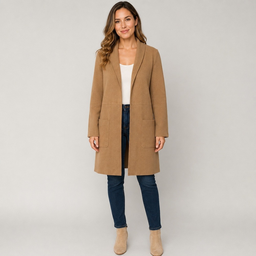 VICI Vancouver Pocketed Coat Tan Camel Open Front Women's Small